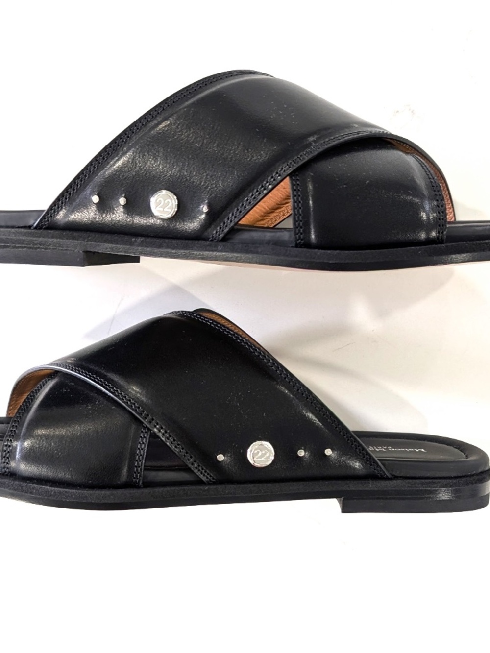 Maison Margiela Tabi Numbers Crossed Leather Sandals Black Slide 40 NIB $1250 - Picture 3 of 17